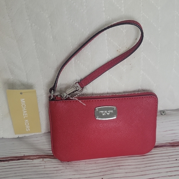Michael Kors Handbags - Michael Kors Red Saffiano Leather Wristlet NWT